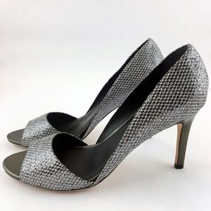 NWB Cole Han Antonia Pump Silver Gray Open Toe 10